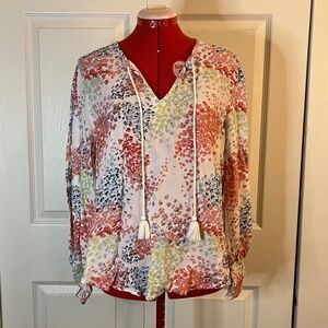 Lucky Brand Floral Long Sleeve Blouse size L
